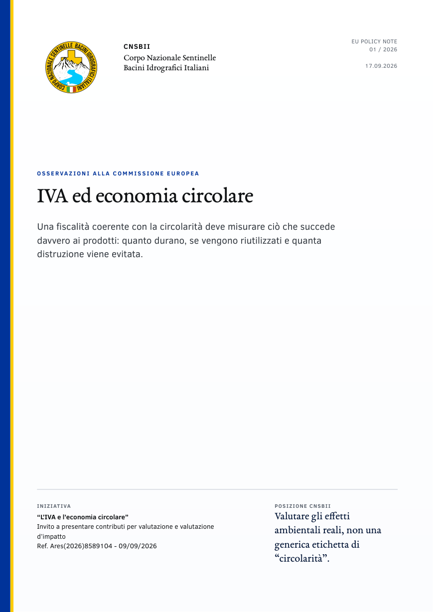 Copertina dell’allegato tecnico CNSBII sulla valutazione EEA ed Eionet 2022-2026
