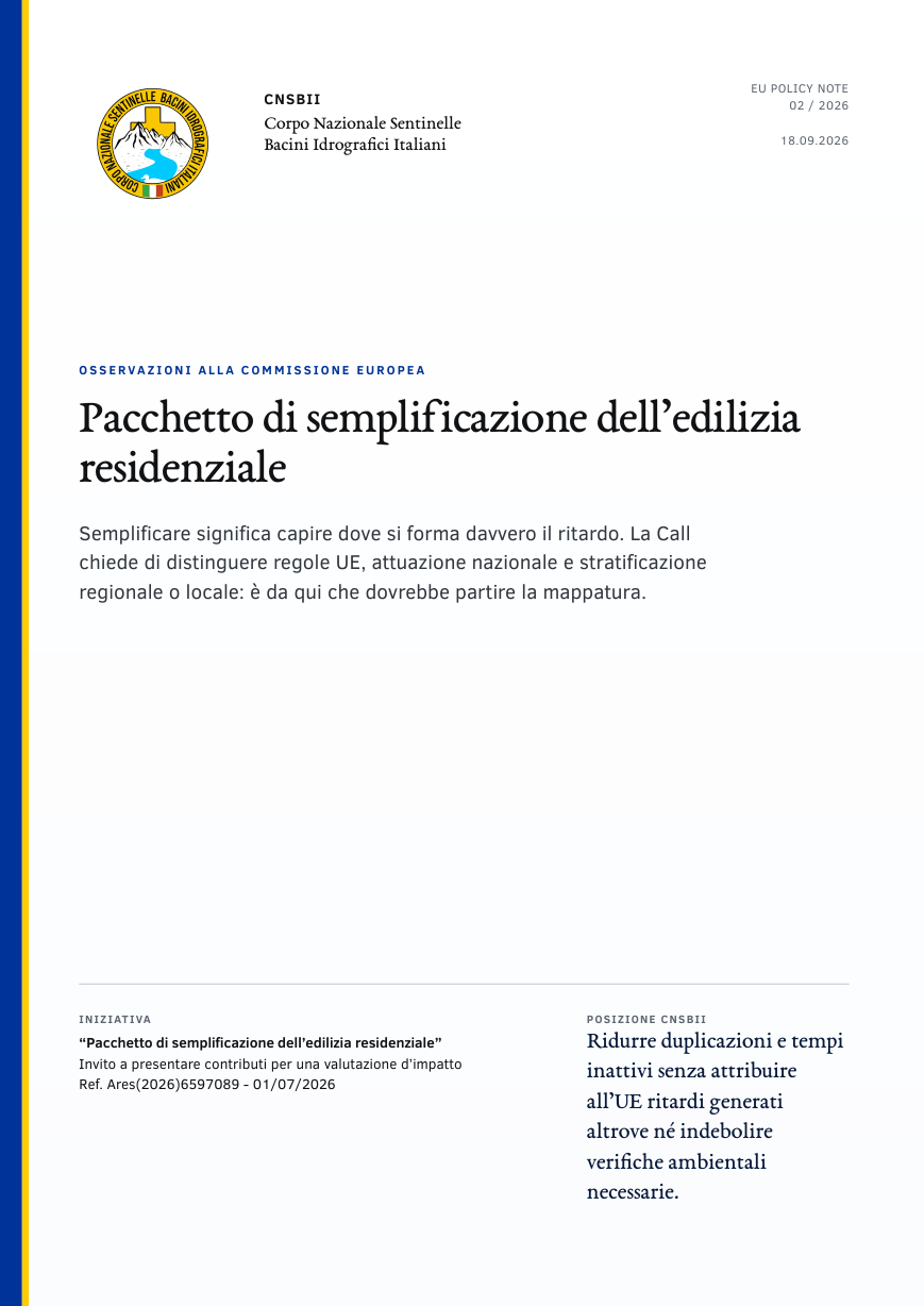 Copertina dell’allegato tecnico CNSBII sulla valutazione EEA ed Eionet 2022-2026